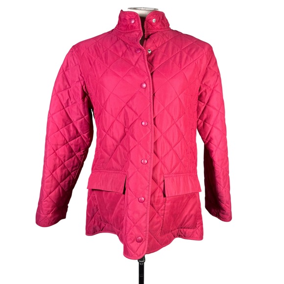 Van Heusen Jackets & Blazers - Van Heusen Quilted Jacket Pink Button Front Pockets Stand Collar Women Sz L